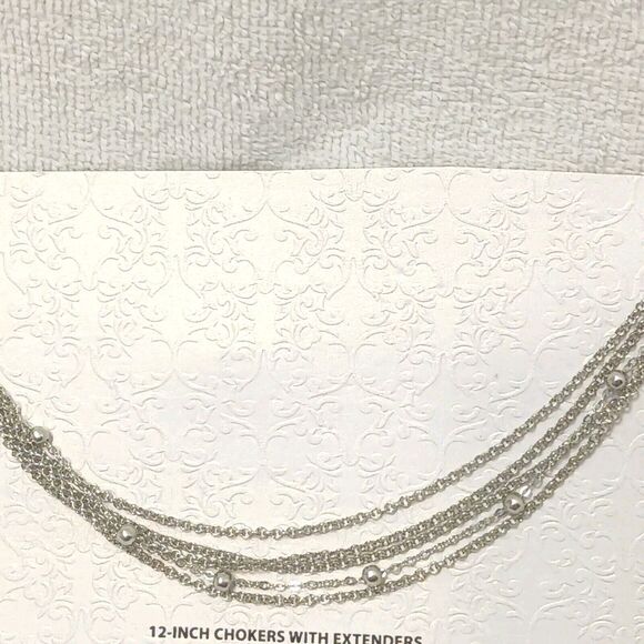 Multi Strand Dainty Layered Silver Balls Necklace Modern Chic Glam Work Party - Picture 4 of 6